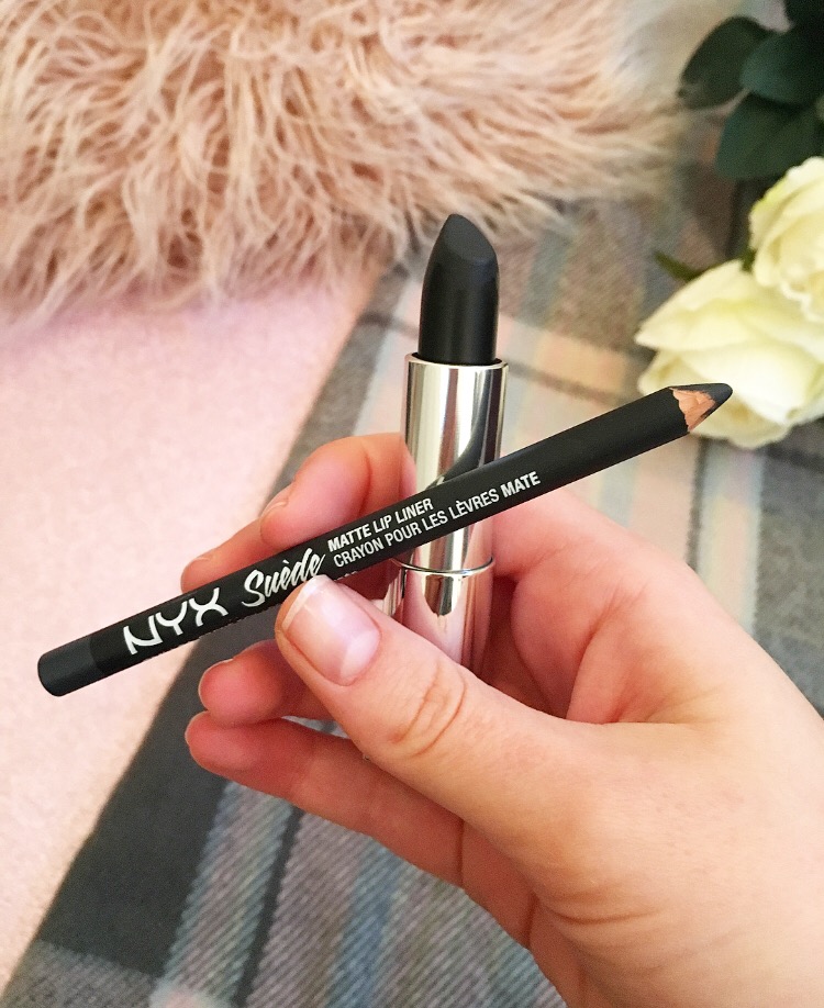 NYX Suede Lip Liner in Stone Fox & Maybelline Colour Sensational in 888 Pitch Black